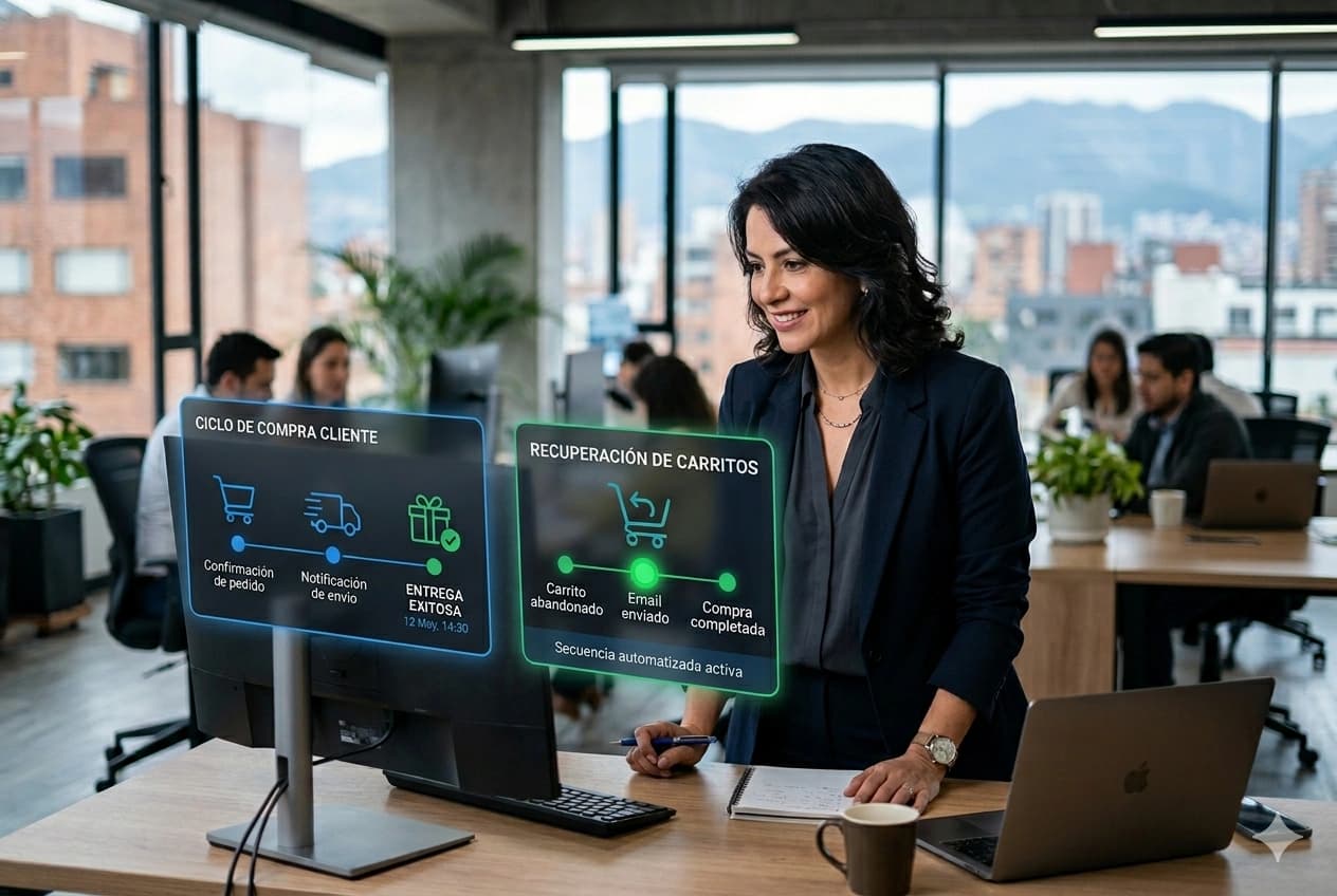 equipo de ecommerce gestionando comunicaciones digitales con clientes en Colombia