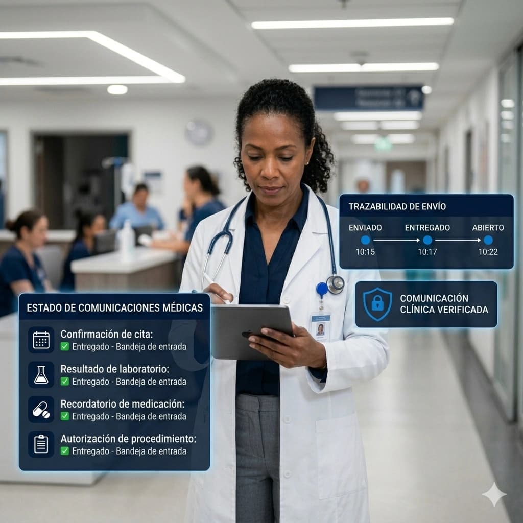 profesional del sector salud gestionando comunicaciones digitales con pacientes en Colombia